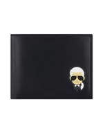 Portfele - Karl Lagerfeld Paris Męski portfel z rozcięciem/bąbelkową skórą Karl Charakter Head Logo Billfold, Black_ch, jeden rozmiar, Black_ch, jeden rozmiar, skórzany dzielony/Bubble Leather Karl Character - miniaturka - grafika 1