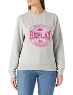 Bluzy damskie - Replay Bluza damska, M02 Grey Melange, M - miniaturka - grafika 1