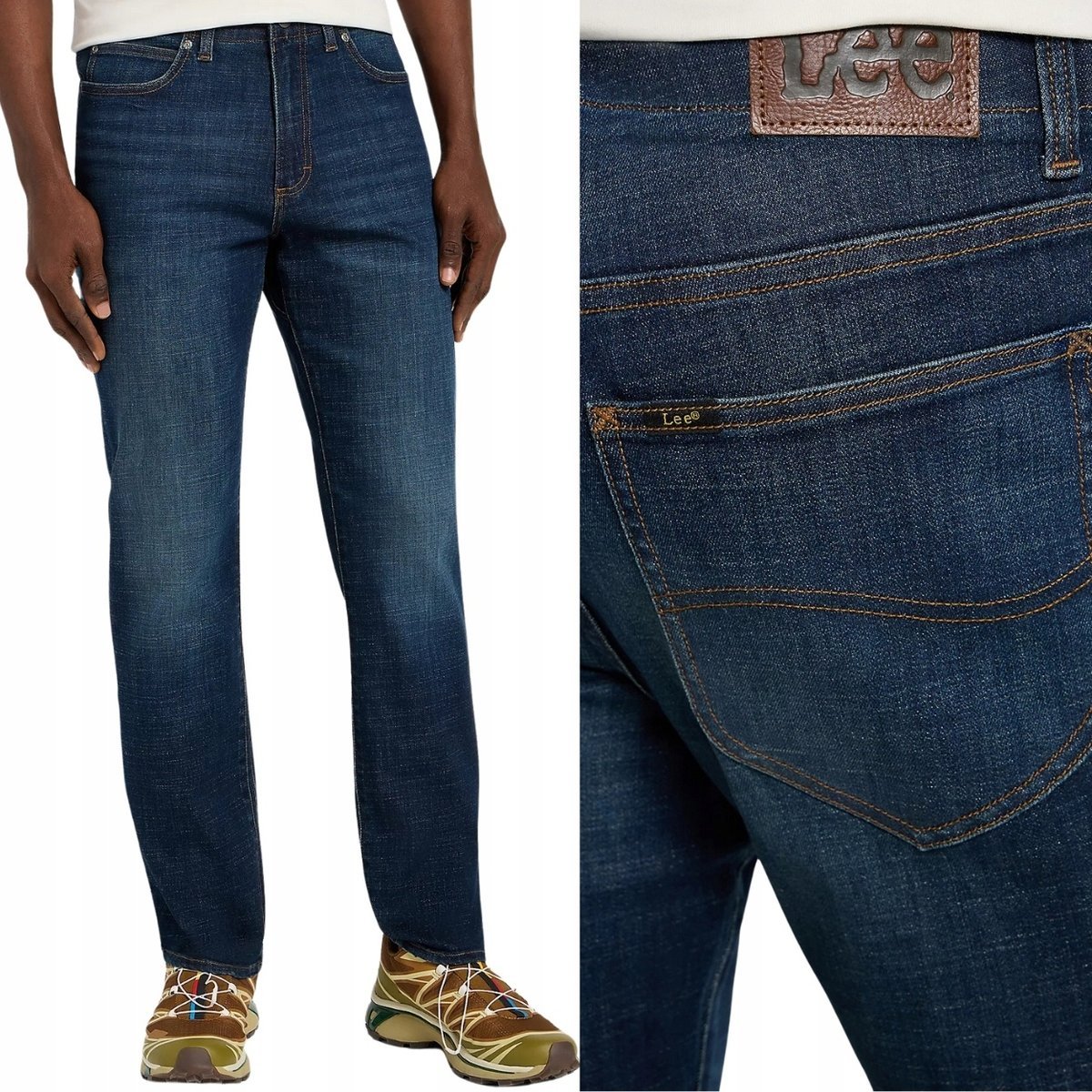 Lee SLIM FIT Extreme Motion Andover WYGODNE CIEMNE SPODNIE JEANSOWE W32 L34