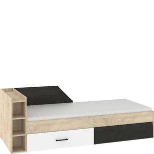 Łóżko 90 x 200 Lewe PAX-07 Pax MebloCross Dąb Endgrain / Biały / Beton Szary - Łóżka dla dzieci i młodzieży - miniaturka - grafika 1