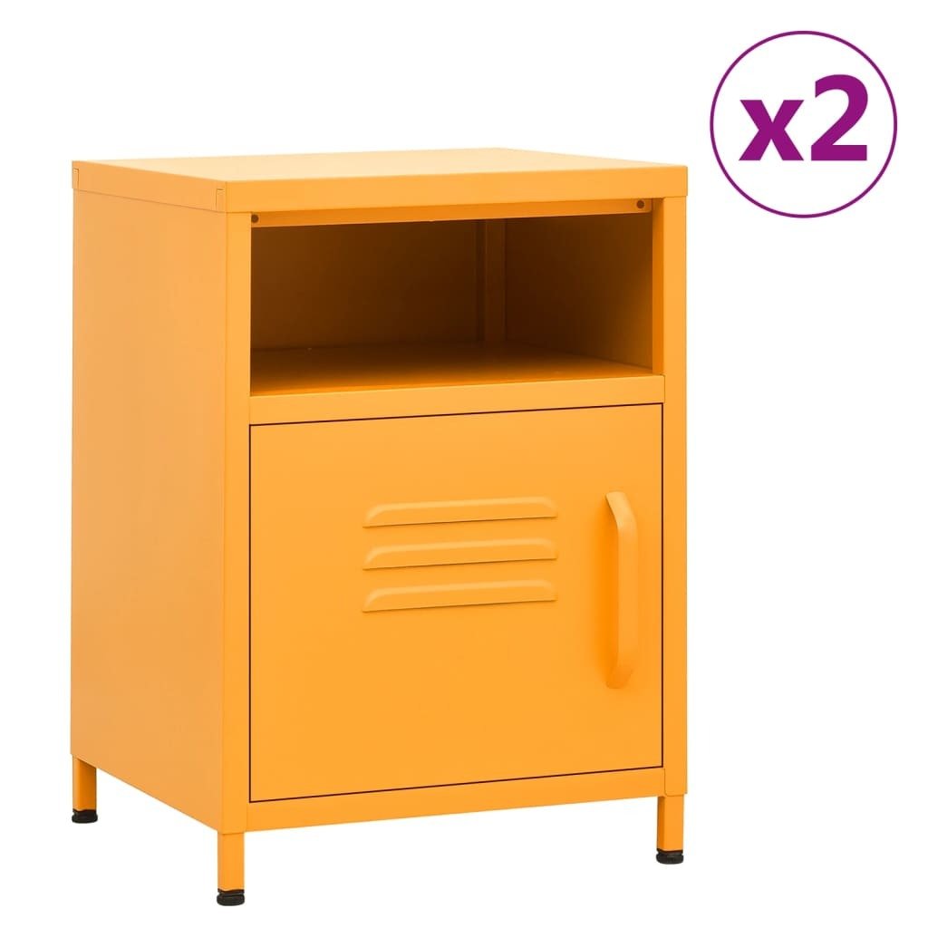 vidaXL Stoliki nocne 2 szt. musztardowy żółty 35x35x51 cm stal - Stolik nocny - Stoliki nocne - Komoda nocna - Szafki nocne