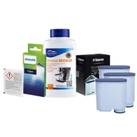 Akcesoria i części do ekspresów do kawy - Zestaw Philips Saeco - Filtr Philips Aquaclean CA6903 3szt, Uniwersalny Odkamieniacz 250ml, Philips CA6705/10 Środek do Obiegu Mleka - miniaturka - grafika 1