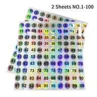 Ozdoby do paznokci - TEMU Naklejki z numerami do wyświetlania kolorów lakierów do paznokci, 2/5 arkuszy holograficznych ponumerowanych etykiet, narzędzia do manicure DIY - miniaturka - grafika 1