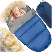 Śpiworki dla dzieci - Śpiworek z futerkiem do wózka granatowy + pokrowiec STARKY - miniaturka - grafika 1
