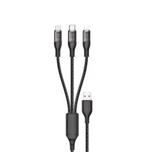 Kabel do szybkiego ładowania 120W 1m  3w1 USB - USB-C / microUSB / Lightning Dudao L22X - srebrny - Kable USB - miniaturka - grafika 1