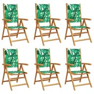Fotele i krzesła ogrodowe - vidaXL Krzesła ogrodowe regulowane 6 szt. Zielona tkanina i lite drewno - miniaturka - grafika 1