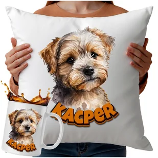 Kubek Poduszka Psy Pies Pieski 330ml 40x40cm Z Napisem Prezent Dla Dziecka - Gadżety dla niej i dla niego - miniaturka - grafika 1