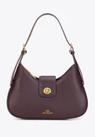 Torebki damskie - Skórzana torebka na ramię z odpinanym paskiem bordowa - miniaturka - grafika 1