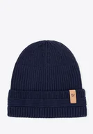 Czapki damskie - Czapka zimowa z wywijanym brzegiem granatowa - miniaturka - grafika 1