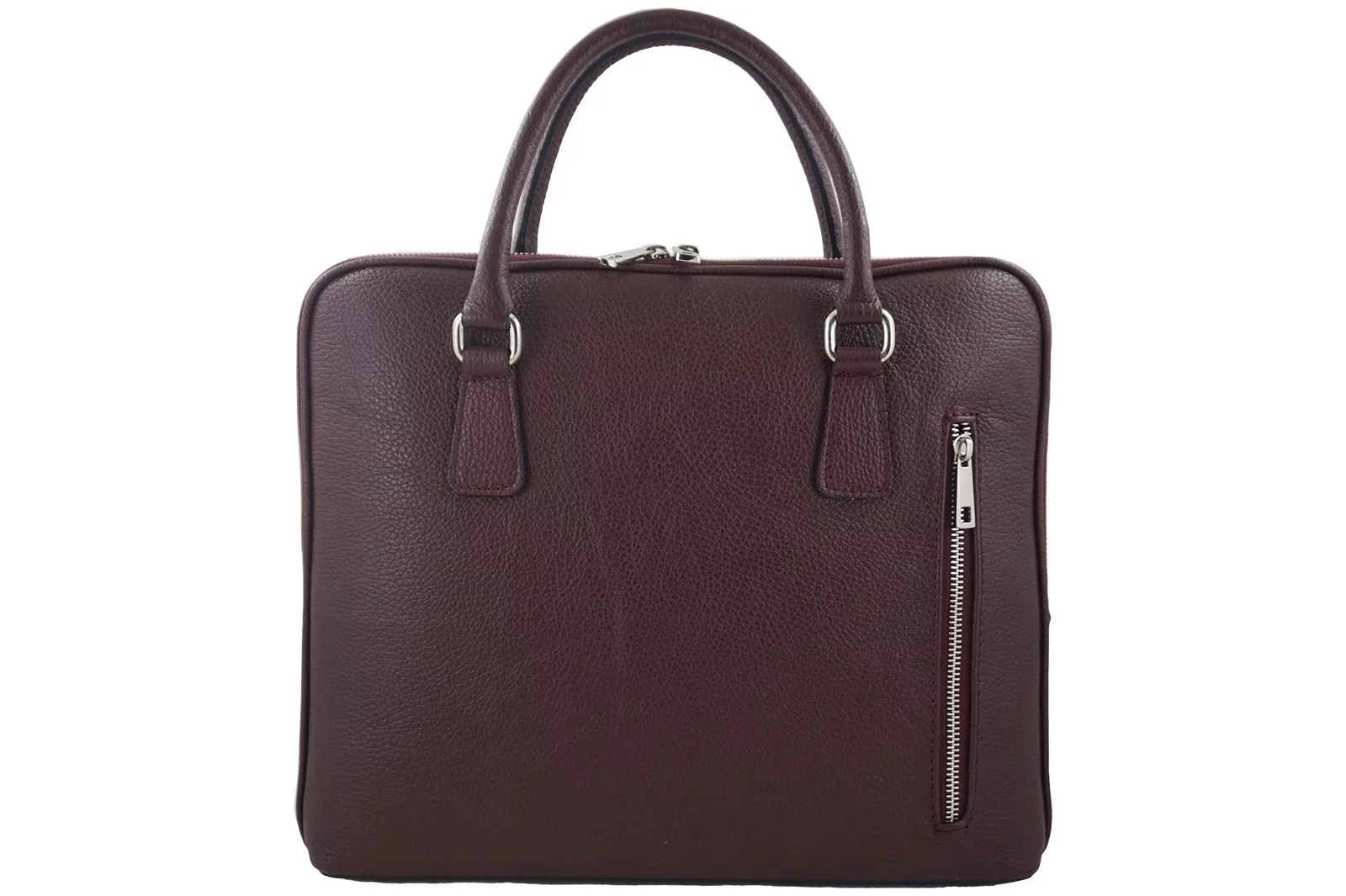 Skórzana torba na laptopa Casual - Bordowa - Barberini's