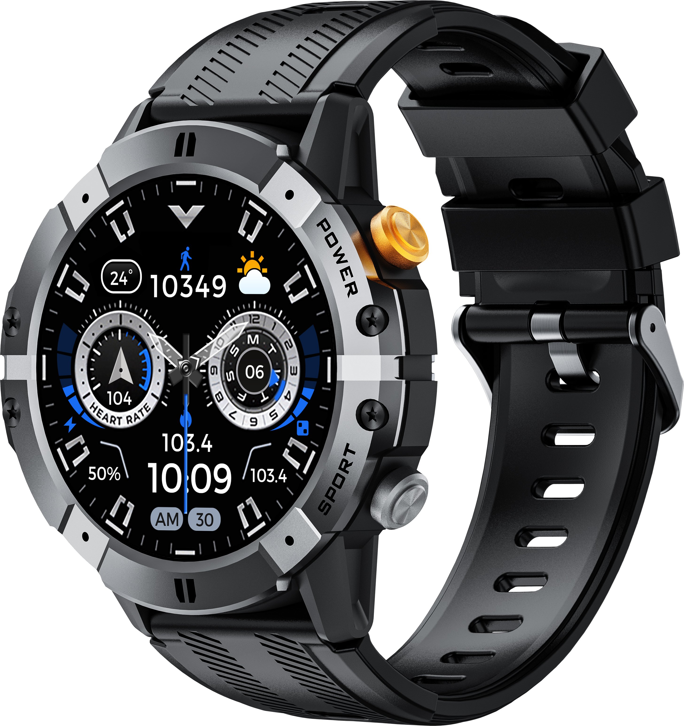 INF Smartwatch z pulsometrem, ciśnieniomierzem i pulsoksymetrem Srebro