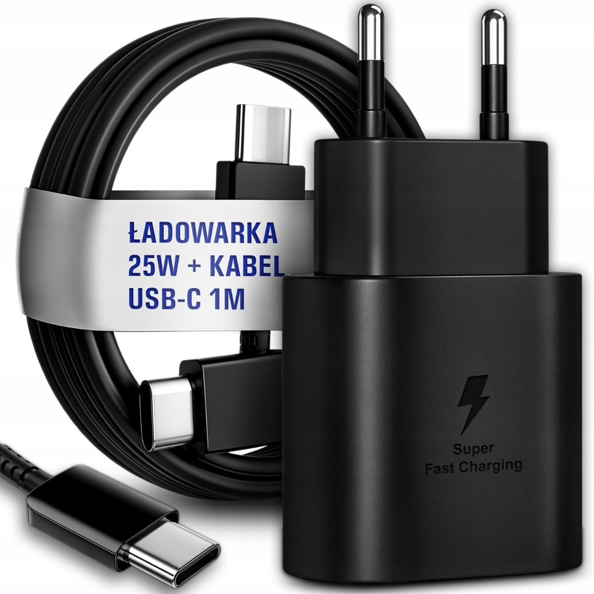 SZYBKA ŁADOWARKA DO TELEFONU SAMSUNG 25W KOSTKA ZASILACZ + KABEL USB-C 1M