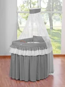 Łóżeczka i kojce - Kosz Mojżesza wiklinowy z baldachimem- Little Prince Princess antracyt - miniaturka - grafika 1