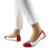 Baleriny - Biało-czerwone balerinki Salmons białe - Inna marka - miniaturka - grafika 1