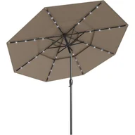 Parasole ogrodowe - Parasol Ogrodowy z 32 Diodami LED, 3 m, Odchylany Parasol Balkonowy z 3-stopniową Regulacją Wysokości, 8 Żeber, Korba, Ochrona UV (Brązowy) - miniaturka - grafika 1
