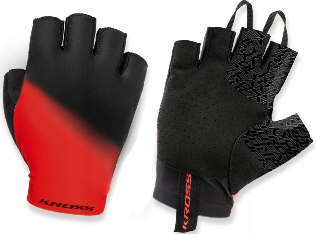 Rękawiczki rowerowe KROSS RACE SHORT 3.0 XL CZARNO CZERWONE