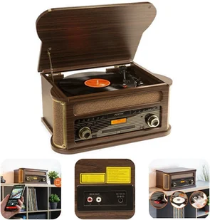 Fenton Memphis BT CD DAB+ FM USB brązowy one size - Gramofony - miniaturka - grafika 1