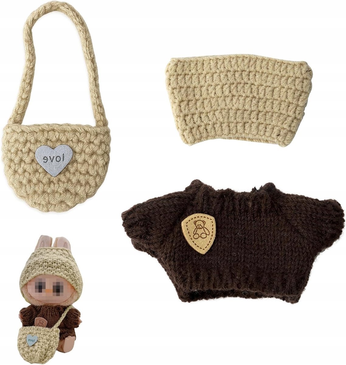 UBRANKA DLA LALKI 17cm 1 i 2 GENERACJA AKCESORIA SWETER PREZENT ZESTAW 17cm