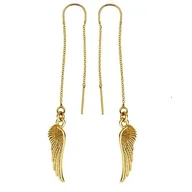 Kolczyki - Kolczyki przewlekane SKRZYDŁO- srebro złocone - miniaturka - grafika 1