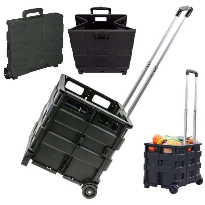 Składany Wózek Skrzynka Skrzynia Koszyk Na Kółkach Do Auta Na Zakupy