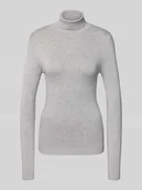 Swetry damskie - Sweter z wywijanym kołnierzem o kroju slim fit z mieszanki wiskozy model ‘GLORY’ - miniaturka - grafika 1