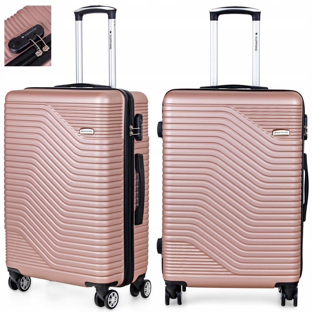 DUŻA walizka PODRÓŻNA na kółkach BAGAŻ z ABS mocna SZYFR XXL Sapphire DUO