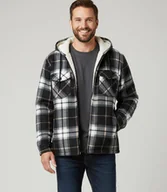 Swetry męskie - Ciepła polarowa koszula męska w kratę z kapturem ocieplana futerkiem-L - miniaturka - grafika 1