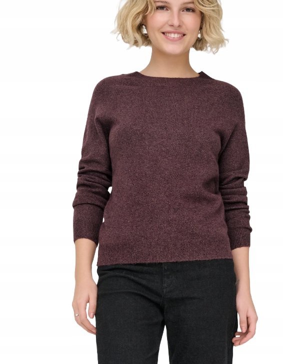 ONLY SWETER DAMSKI Z DŁUGIM RĘKAWEM W KOLORZE BORDOWYM S 16BA