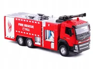 Samochody i pojazdy dla dzieci - WÓZ STRAŻACKI ZABAWKA METALOWA STRAŻ POŻARNA Z ARMATKĄ WODNĄ VOLVO TRUCK - miniaturka - grafika 1