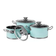 Zestawy garnków i patelni - 6-częściowy zestaw retro garnków ze stali nierdzewnej - mięta - miniaturka - grafika 1