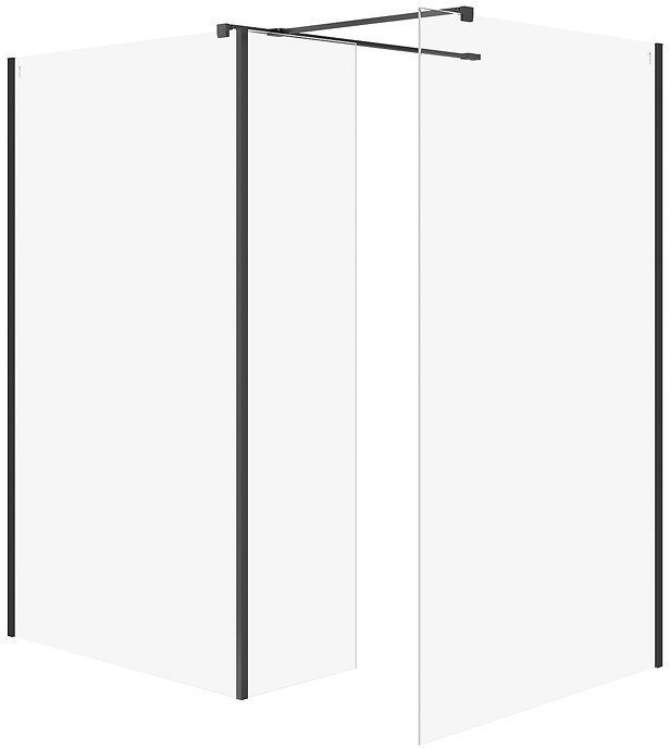 Cersanit kabiny walk-in SET B805: Kabina walk-in MILLE z ruchomą ścianką czarny 100x90x30x200 S601-192