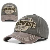 Czapki i chusty sportowe męskie - Czapka z daszkiem bejsbolówka vintage BRĄZOWO - SZARA bawełniana - miniaturka - grafika 1