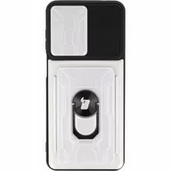 Etui i futerały do telefonów - Bizon Etui Case Camshield Card Slot Ring do Moto G22 białe - miniaturka - grafika 1