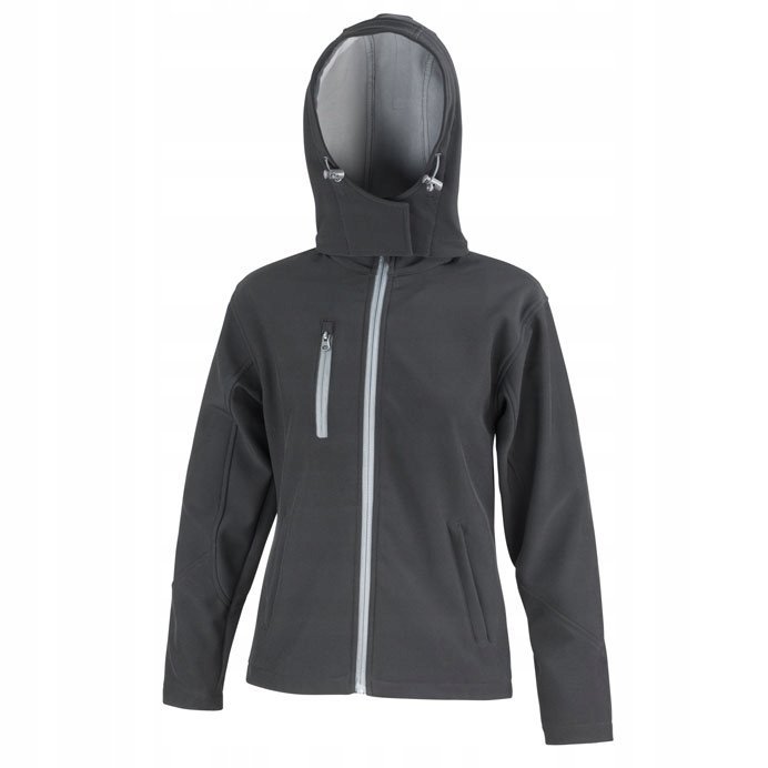 Kurtka damska Soft Shell z kapturem rozpinana Czarny/Szary r. XS