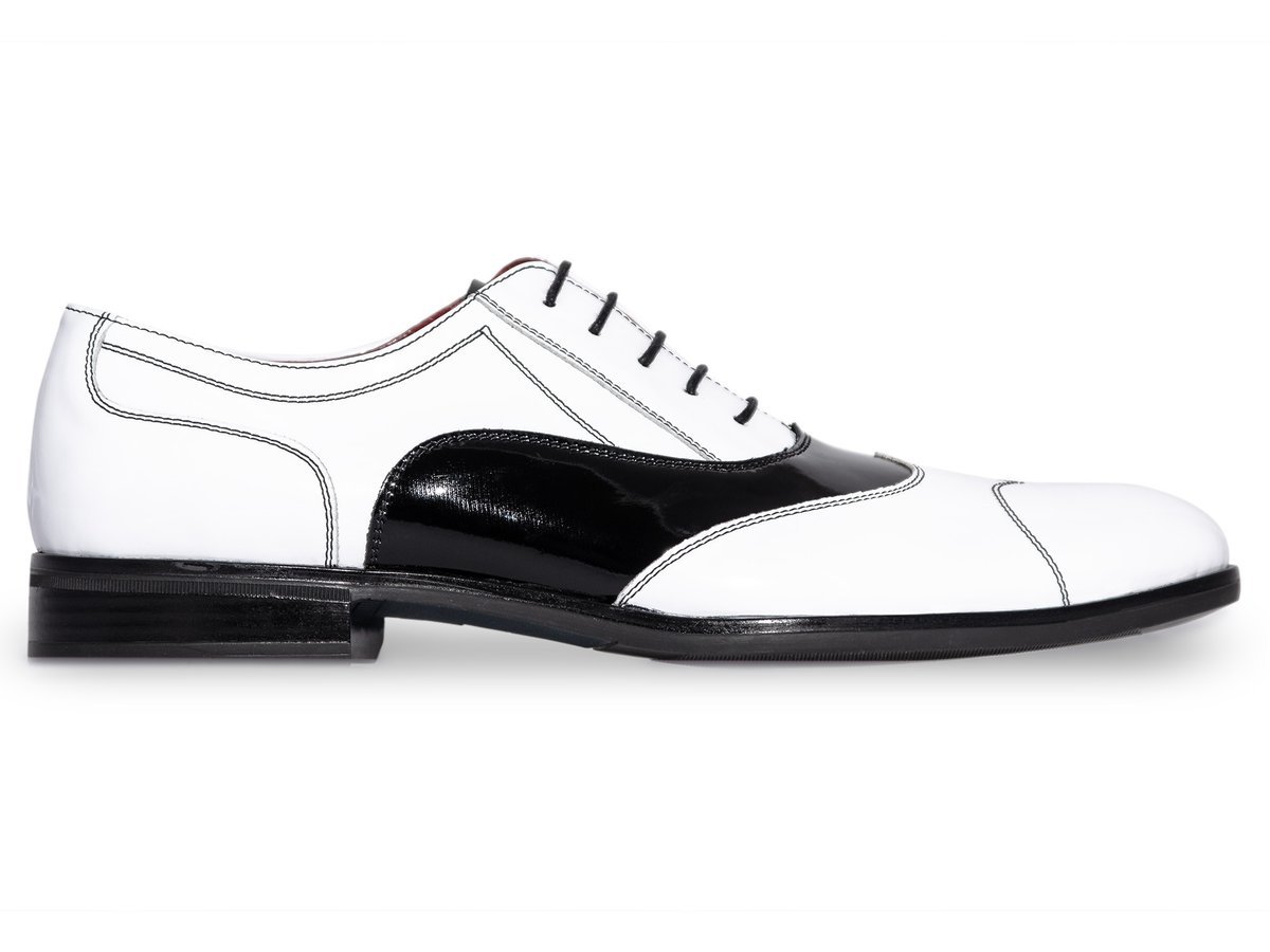 Biało-czarne lakierki męskie - Spektatory Al Capone Caponki T195 r. 44