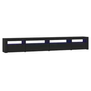 Lumarko Szafka pod TV z oświetleniem LED, czarna, 270x35x40 cm - Szafki RTV - miniaturka - grafika 3