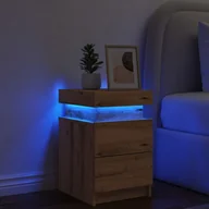 Szafki nocne - vidaXL vidaXL Szafka nocna z LED, dąb artisian, 35x39x55 cm - miniaturka - grafika 1