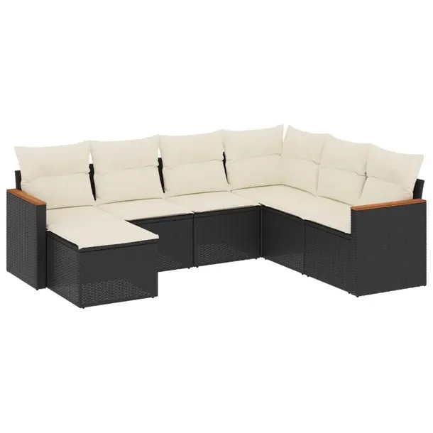 Zestaw wypoczynkowy rattan PE - czarny, 62x62x69 cm, kremowo-czarny