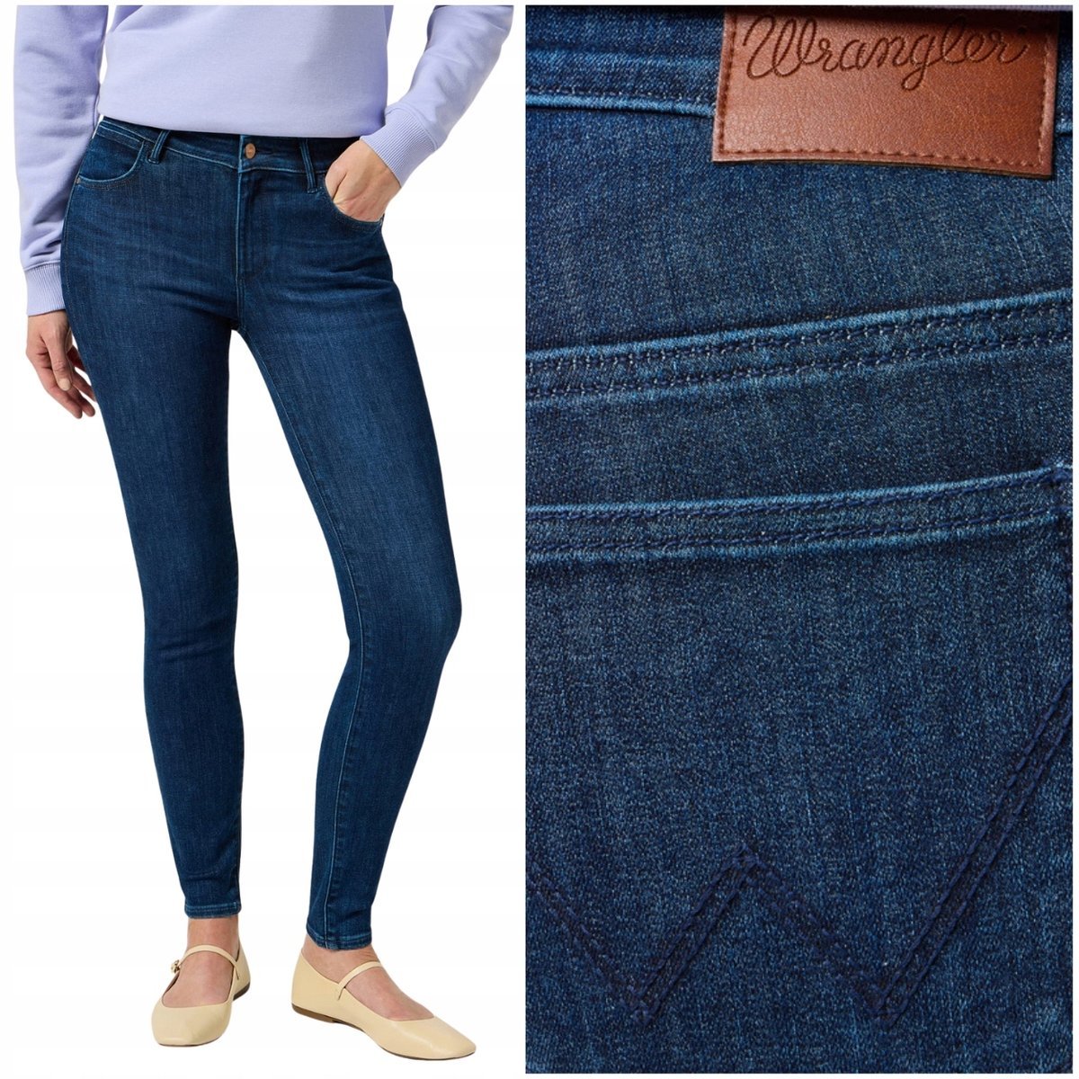 Wrangler SKINNY Golden Years damskie spodnie jeansowe rurki W27 L34