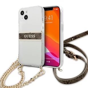 Guess GUHCP13MKC4GBGO iPhone 13 6,1" Transparent hardcase 4G Brown Strap Gold Chain GUE001688-0 - Etui i futerały do telefonów - miniaturka - grafika 1