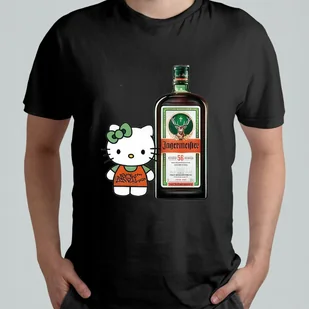 KOSZULKA Z NADRUKIEM MĘSKA T-SHIRT HELLO KITTY JAGERMEISTER MEM r. L #9 - Koszulki męskie - miniaturka - grafika 1