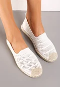Espadryle damskie - Białe Ażurowe Espadryle Ozdobione Plecionką na Podeszwie i Nosku Tarniesa - miniaturka - grafika 1
