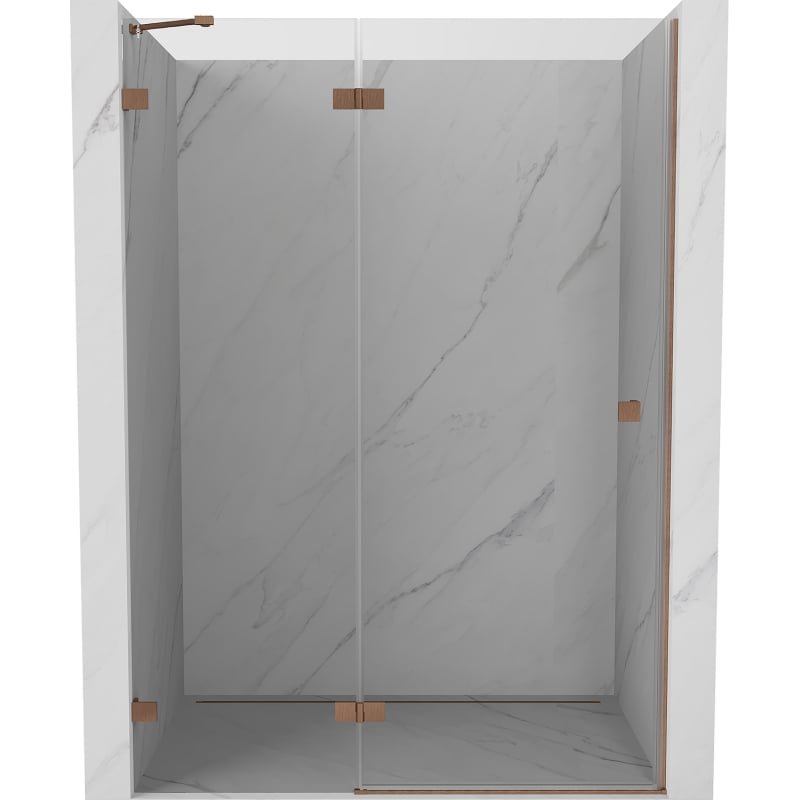 Mexen Lunar drzwi prysznicowe uchylne lewe 130 cm, transparent, miedź szczotkowana - 834-130-000-65-00-L