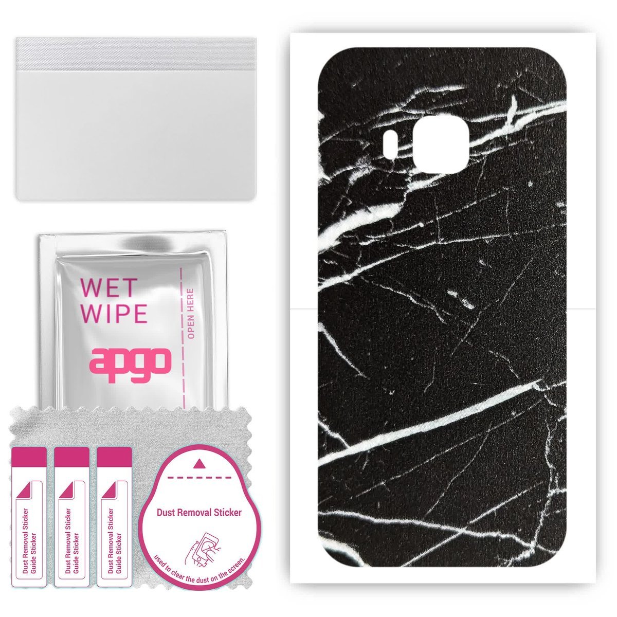 Folia naklejka skórka strukturalna na TYŁ do HTC One M9 Prime Camera - Marmur Ciemny - apgo SKINS