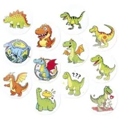 Szkolne artykuły papiernicze - Naklejki papierowe na taśmie Dinozaury 500szt - miniaturka - grafika 1