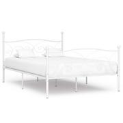 Łóżka - vidaXL Rama łóżka ze stelażem z listw, biała, metalowa, 160 x 200 cm - miniaturka - grafika 1