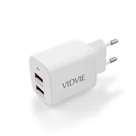 Ładowarki do telefonów - Ładowarka sieciowa VIDVIE PLE250C 2xUSB + kabel Type C 2.4A biały - miniaturka - grafika 1