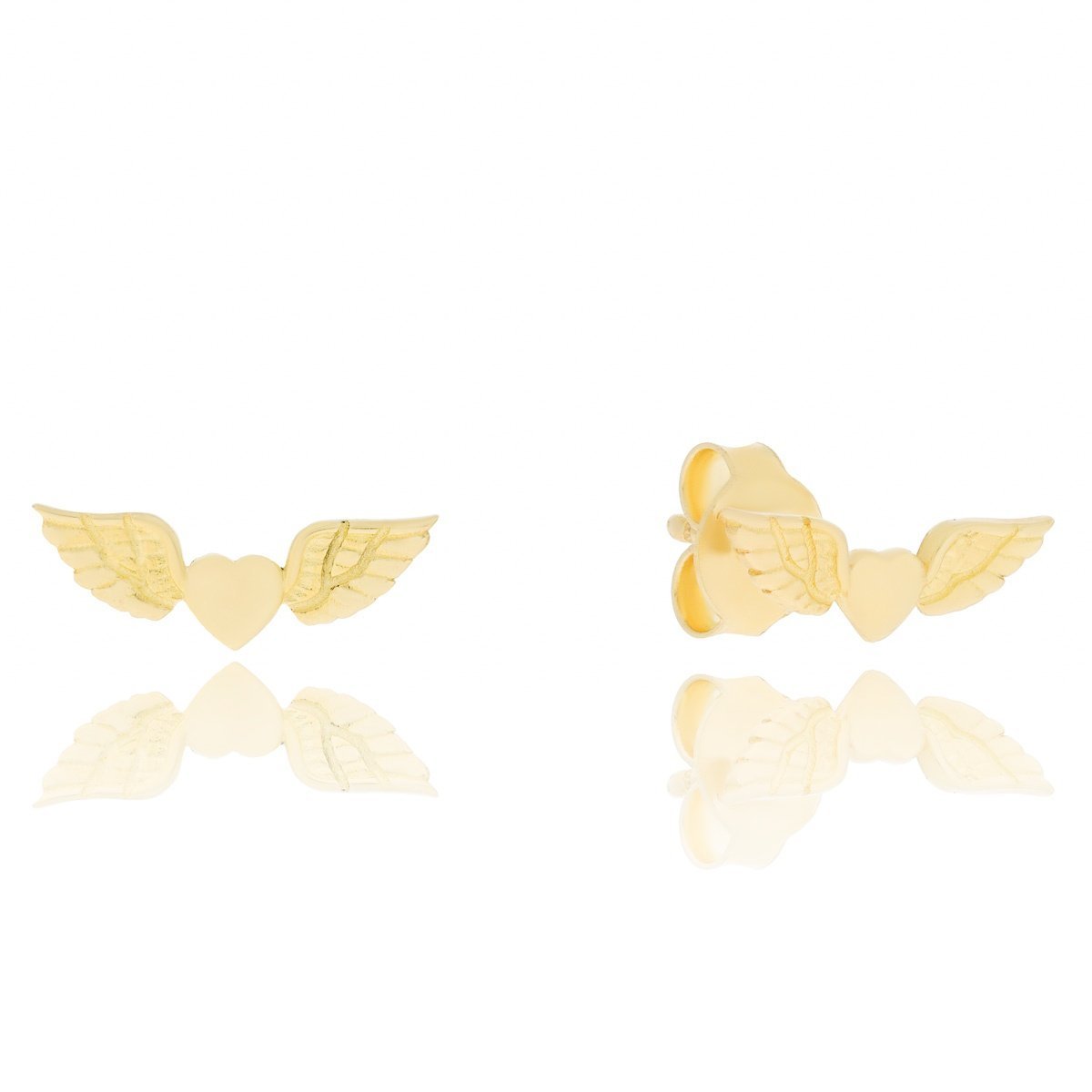 Złote kolczyki serce ze skrzydłami przy uchu pr. 333