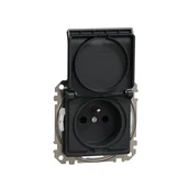 Gniazdka elektryczne - Schneider Gniazdo z/u z klapką z przesłonami IP44 SEDNA Design & Elements antracyt - miniaturka - grafika 1