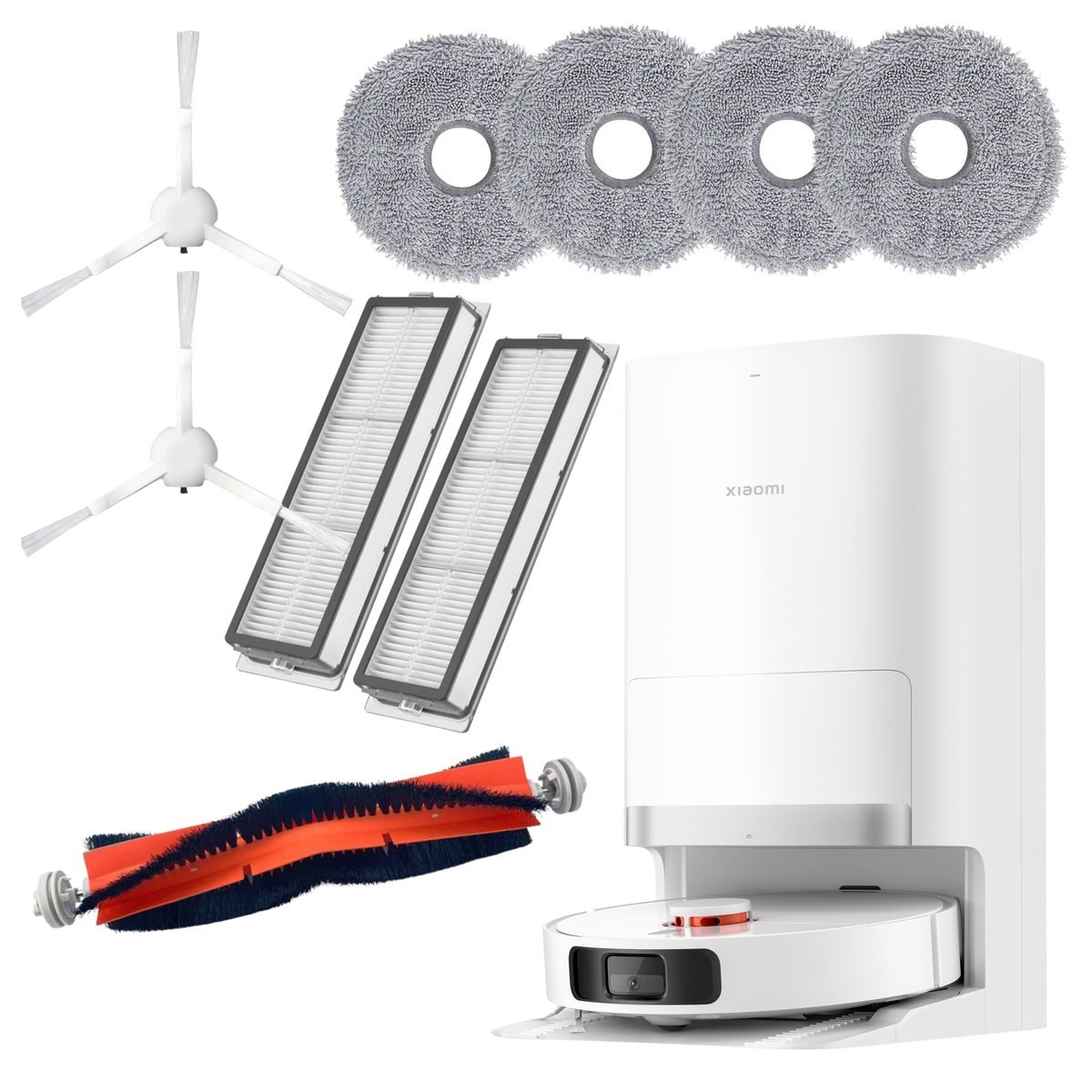 Zestaw Filtry Szczotki Mopy do odkurzacza XIAOMI Akcesoria do odkurzacza XIAOMI S10+ X10+ X20+ XIAOMI MI VACUUM 1 x szczotka główna 2 x szczotki boc..